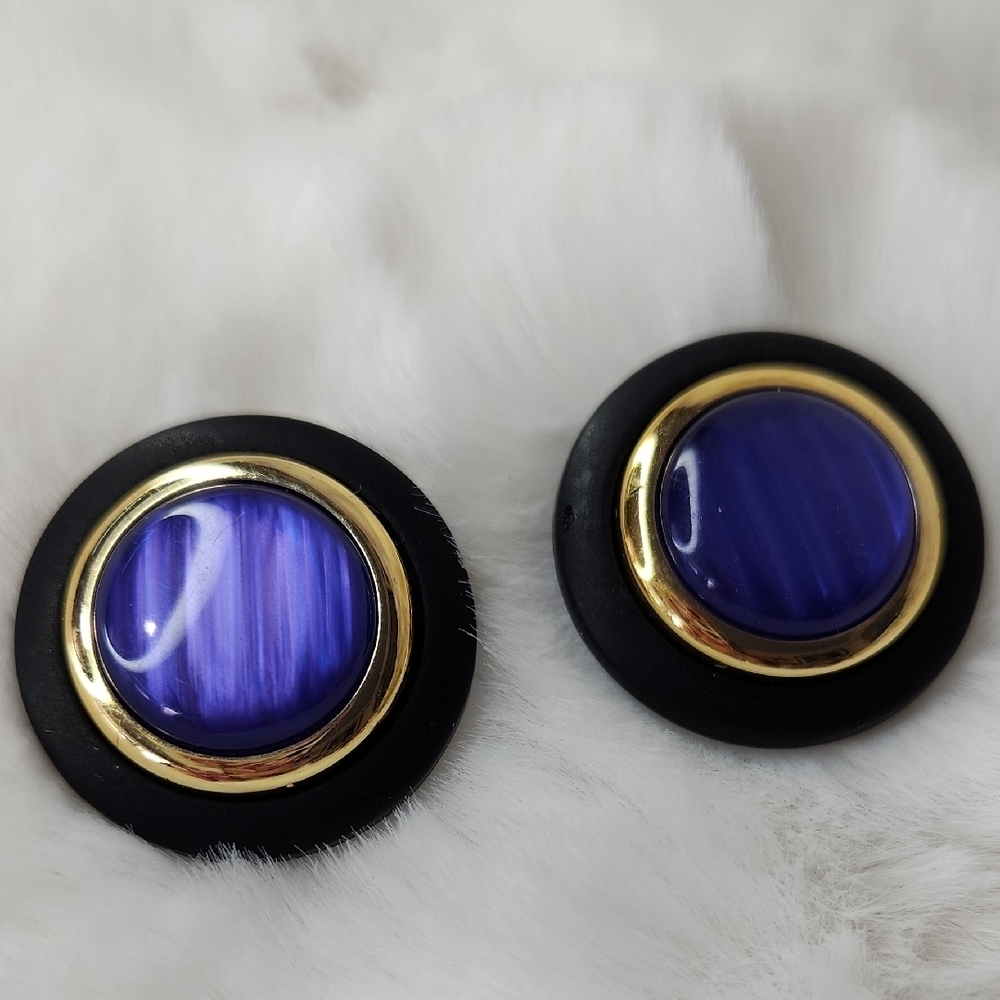 Vintage Elegant Black and Purple Earrings